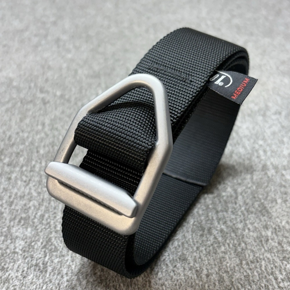 Bison Designs Heavy Duty Gunmetal Buckle Webbed Nylon Belt Sz M 44" Black Hiking